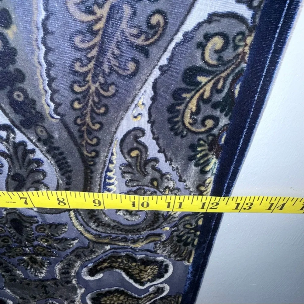 Women's Vintage‎ Velvet Abstract Burnout Blue Paisley Silk-Blend Scarf *READ